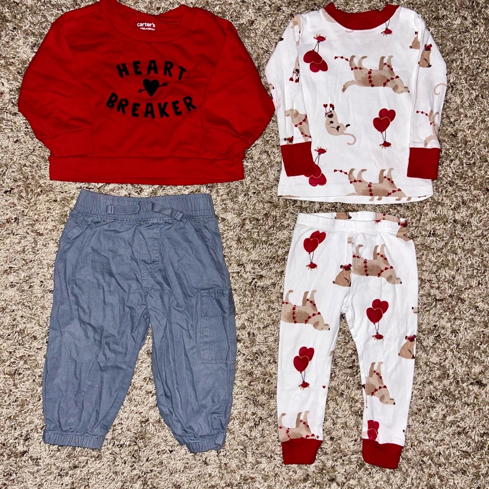 Carter’s 12M Boys’ Valentines Outfit & Pajamas